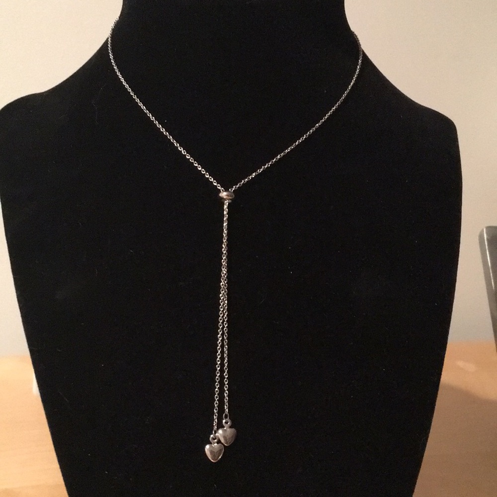 Sterling Silver Adjustable Heart choker necklace - Picture 2 of 5